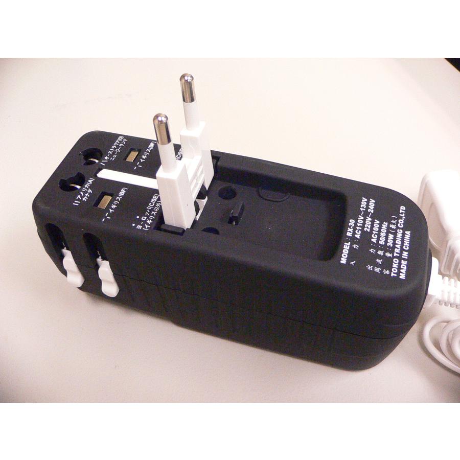 海外旅行用変圧器 A,C,SE,O,BFプラグ搭載 世界の電圧(110V-240V)に自動