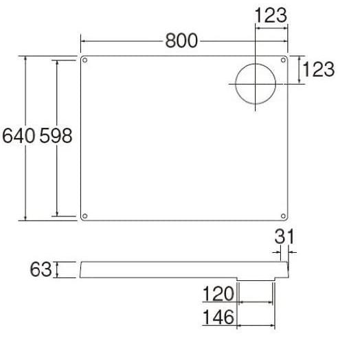 SANEI　洗濯機パン　穴位置左　外寸640mm×800mm　H541-800L