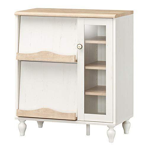 白井産業 フラップガラスキャビネット エリソンナチュラル 約幅76 奥行41 高さ89 cm フレンチシャビーカフェ FSC-9075FGN