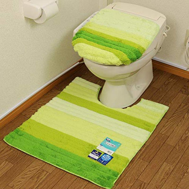 トイレマット セット 2点 ロング 北欧 おしゃれ 消臭 滑り止め 高級ブランド 風水 ドレニモ型 グリーン フレッシュデオ 2点セット