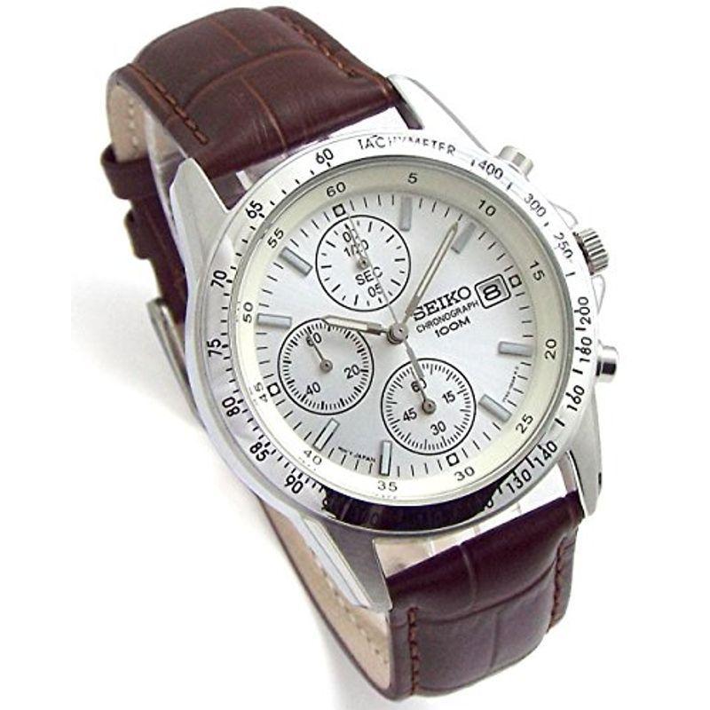 10966円 超特価激安 10966円 高い素材 SEIKO クロノグラフ 腕時計 本革ベルトセット 国内セイコー正規流通品 ホワイト ディープブラウン SND363P1-DB 並行輸入品