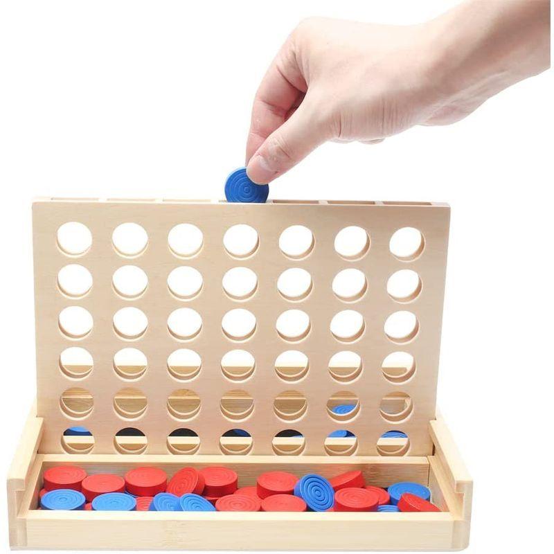 四目並べ 立体パズル 竹製折りたたみ式ボードゲーム 戦略ゲーム 旅行 