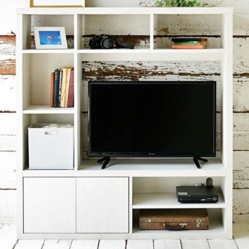 山善(YAMAZEN) テレビ台 棚付き 壁面収納 32インチ (幅120 奥行29 高さ130) CTVR-1312(JW3D) ホワイト