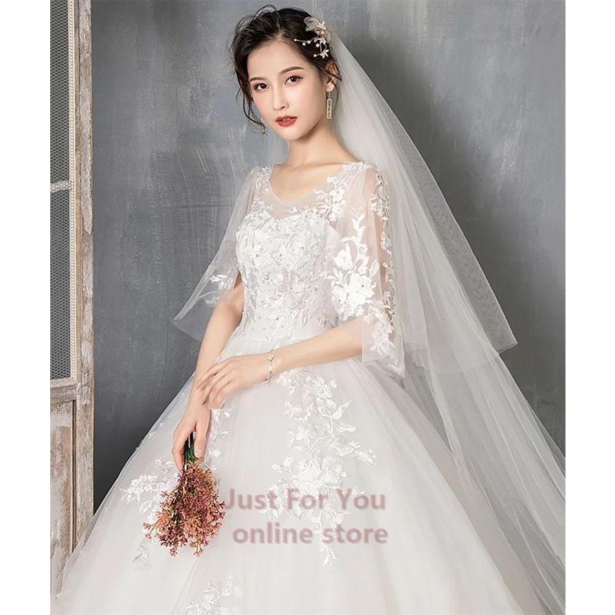 安い大人気 ウェディングドレス 袖あり wedding dress 格安 ウエディングドレス プリンセスライン 結婚式 花嫁 ブライダル ロングドレス 披露宴