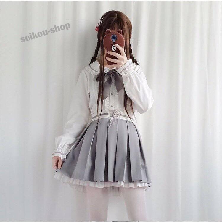 白スカートジャケット長袖学生服女子セットアップ制服コスプレレディースロリータ服シャツブラウスレディースワンピース｜tomochan-shop｜03