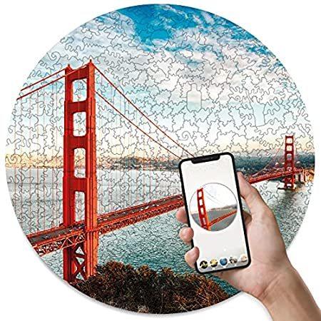 お気にいる 木製ジグソーパズル 大人用 ゴールデンゲート ユニークなラウンドパズル 3イン1 ジグソーパズル Arゲーム 壁飾り パズル愛好家へのギフトに ハード お歳暮 Futbolcarrasco Com