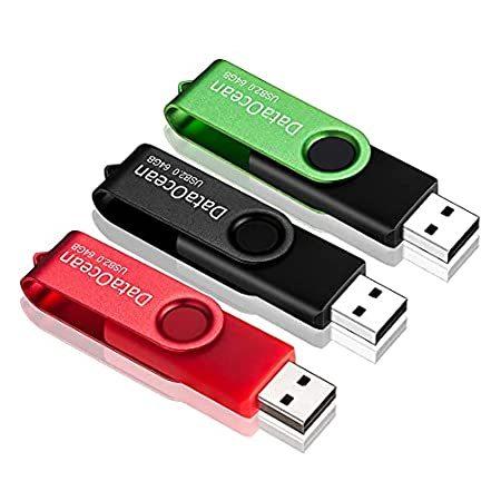 激安商品 サムドライブ メモリースティック フラッシュドライブ 2.0 USB 64GB 3ピース DataOcean スイベルデザイン 64GB:ブ x (3 USBメモリ