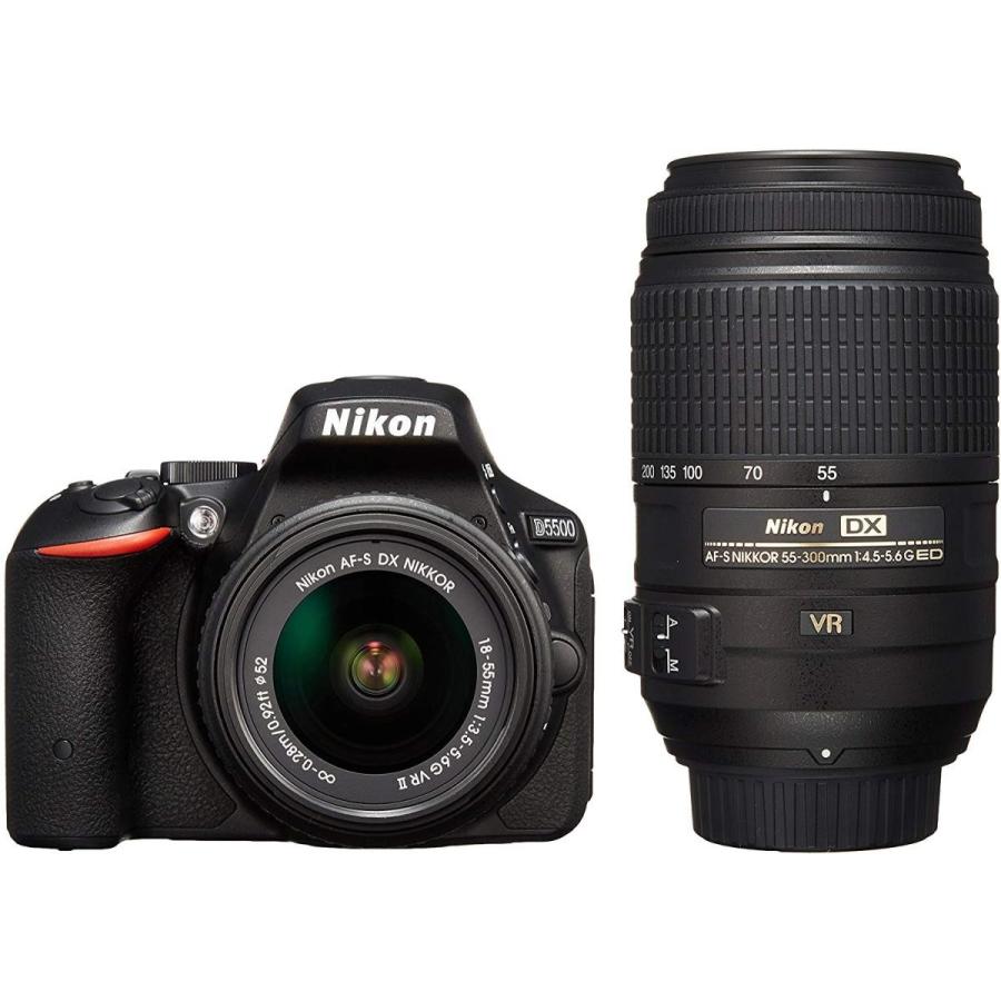 中古 美品 Nikon D5500 ダブルズームキット ブラック ニコン 入門機 オススメ カメラ 一眼レフ 新品sdカード8gb 新規購入
