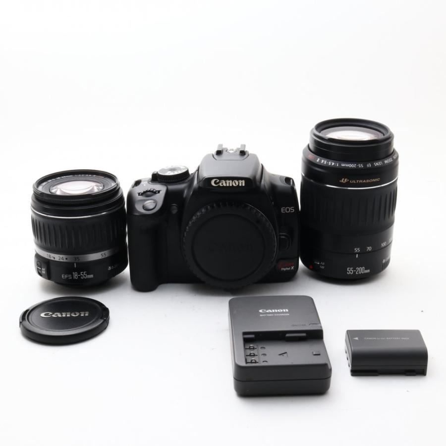 Canon EOS Kiss Xダブルレンズセット！初心者入門 一眼レフデビュー 中古 Canon EOS Kiss デジタル X ダブルズームキット ブラック