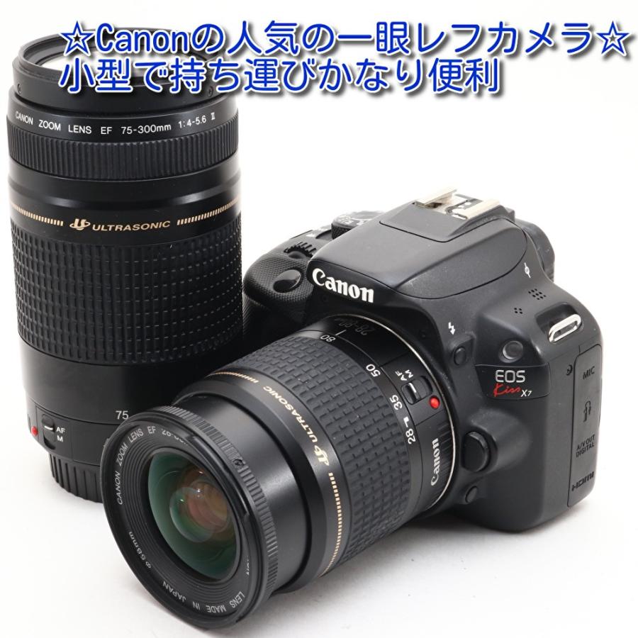 中古 美品 Canon EOS X7 ダブルズームセット 一眼レフ カメラ キャノン 初心者 人気 新品SDカード8GB付｜tomocop-store