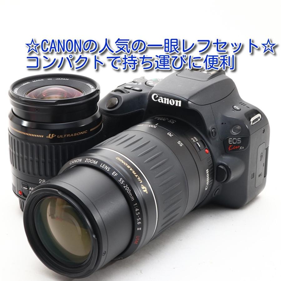 中古 美品 Canon EOS Kiss X9 ダブルズームセット キャノン 一眼レフ カメラ 人気 初心者 おすすめ 新品8GBSDカード付｜tomocop-store