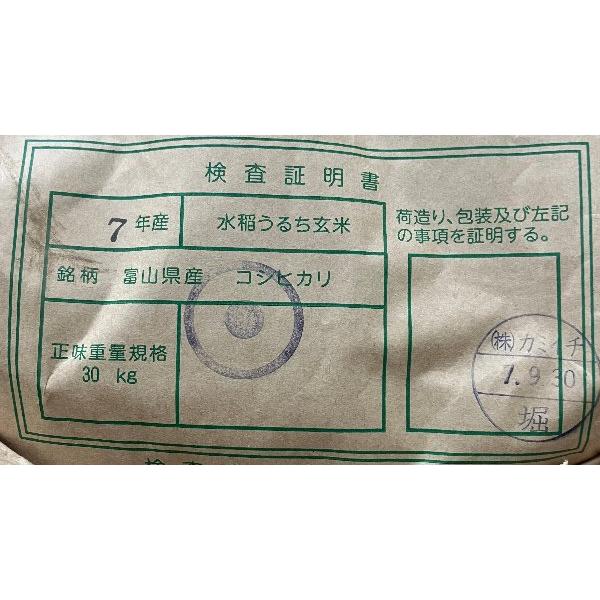 コシヒカリ 米 30kg 令和7年 送料無料 富山県中新川郡立山町 1等玄米