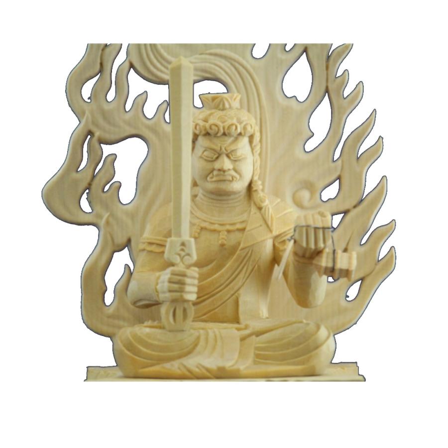 最高品質の 木彫仏像 不動明王座像火炎光背四角台2 5寸桧木 ひのき Materialworldblog Com