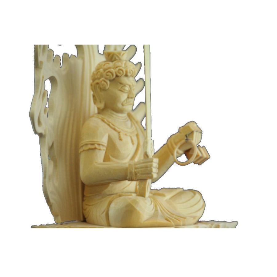 木彫仏像 仏像 不動明王座像火炎光背四角台2.0寸桧木 |  | 03