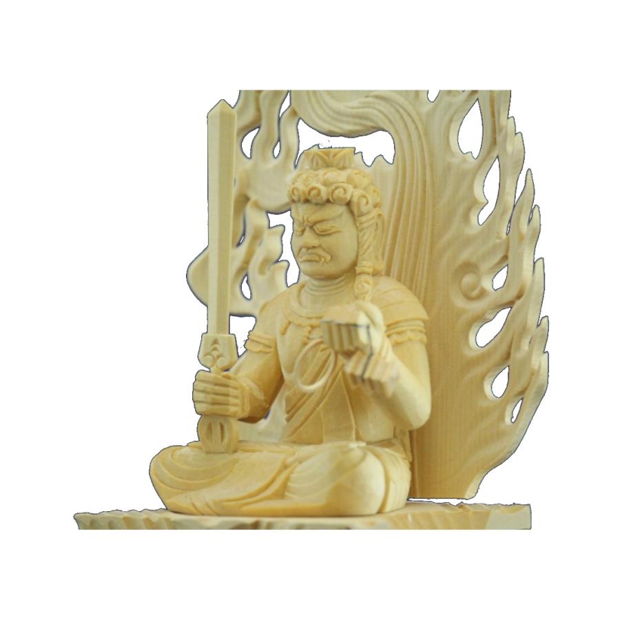 木彫仏像 仏像 不動明王座像火炎光背四角台2.0寸桧木 |  | 04