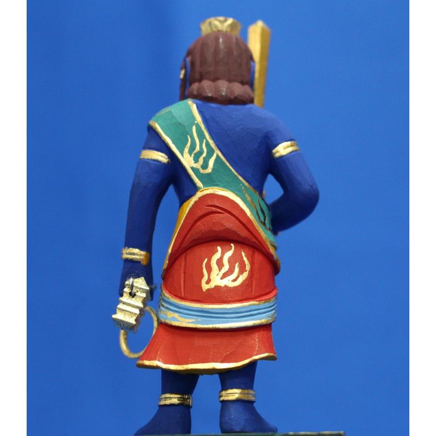 木彫仏像 不動明王立像火炎光背四角台4.0寸彩色桧木ヒノキ |  | 07