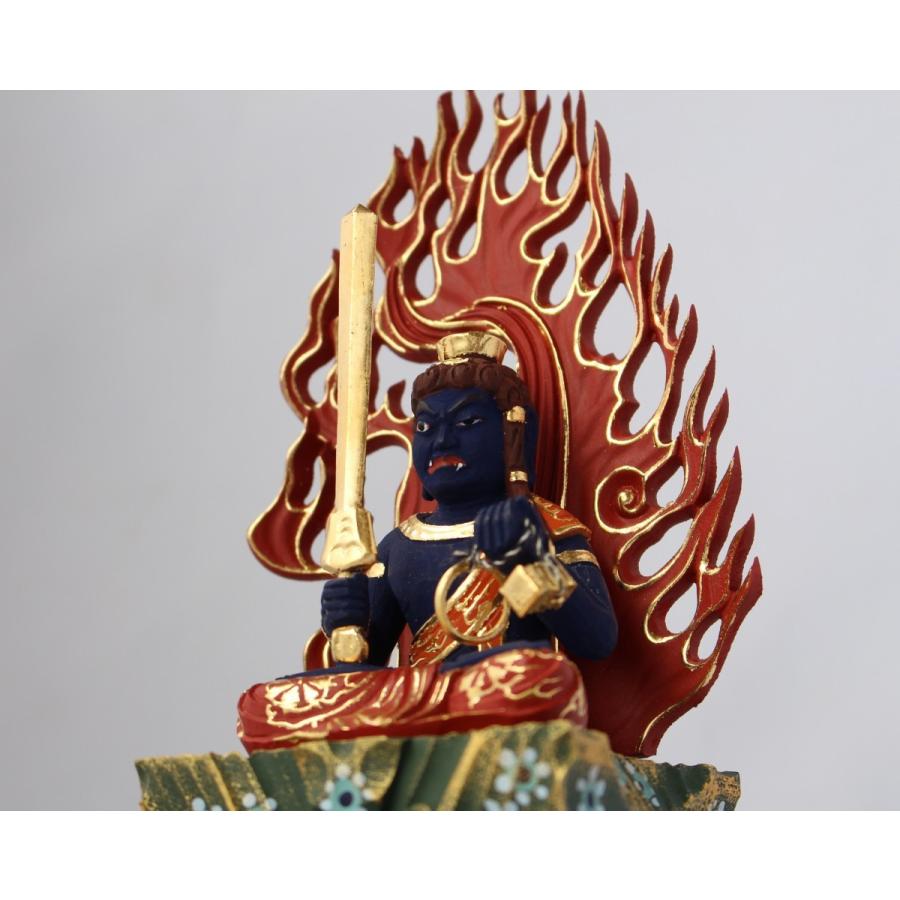 楠　座青不動明王　40ｃｍ　濃彩切金 #071 楠 座青不動明王 40cm 濃彩切金 #071