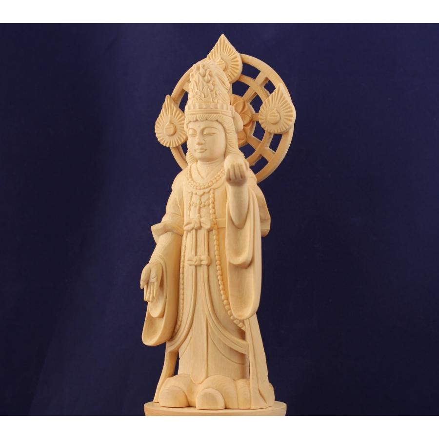 木彫仏像/吉祥天立像4.0寸桧木ヒノキ(受注生産） : トモエの木彫仏像 