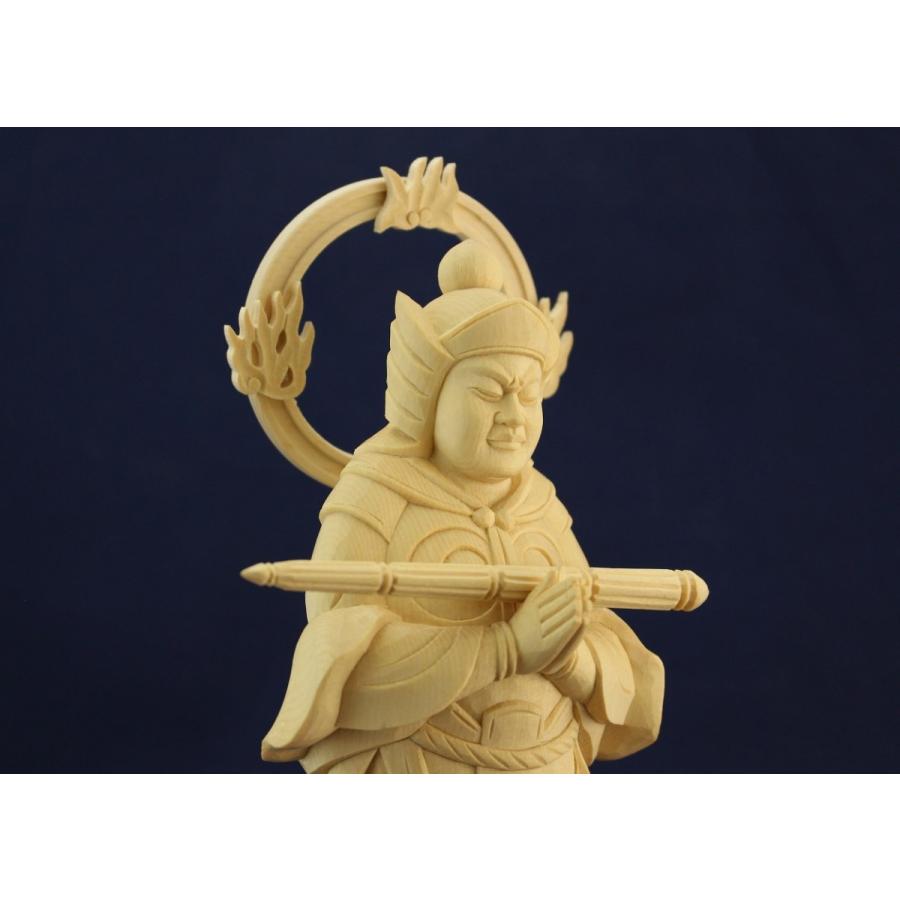 木彫仏像/韋駄天6.0寸立像桧木 ヒノキ 仏像 :41016:トモエの木彫仏像 