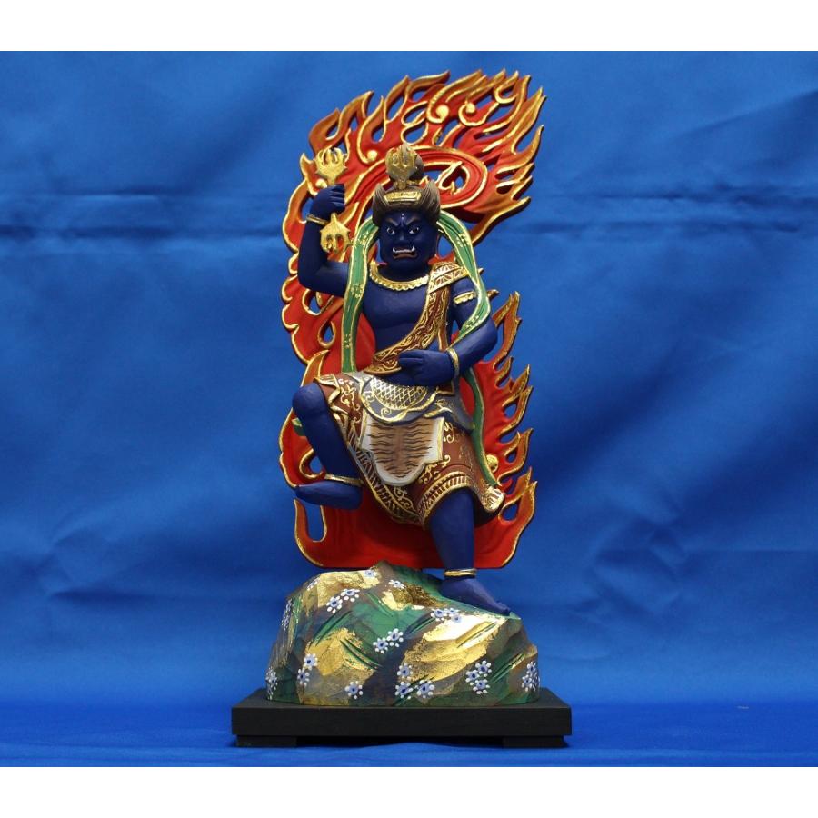 木彫仏像 蔵王権現立像身丈5寸岩座火焔光背桧木彩色(受注生産)