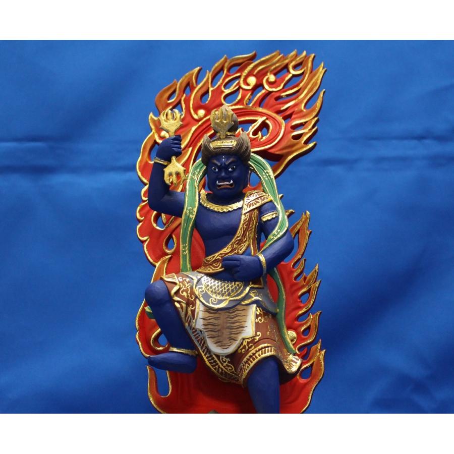 木彫仏像 蔵王権現立像身丈5寸岩座火焔光背桧木彩色(受注生産)