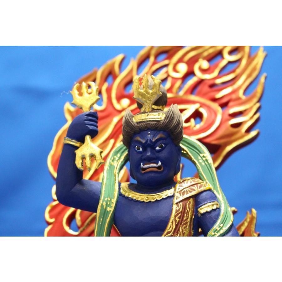 木彫仏像 蔵王権現立像身丈5寸岩座火焔光背桧木彩色(受注生産)