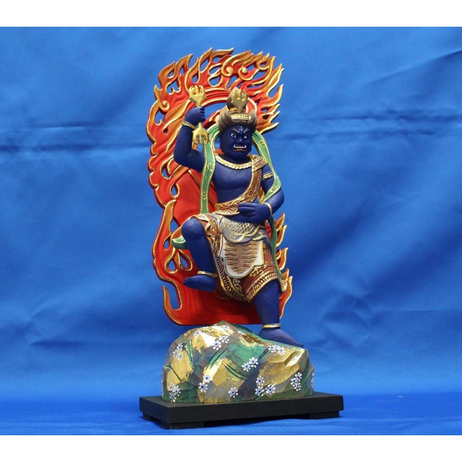 木彫仏像 蔵王権現立像身丈5寸岩座火焔光背桧木彩色(受注生産)