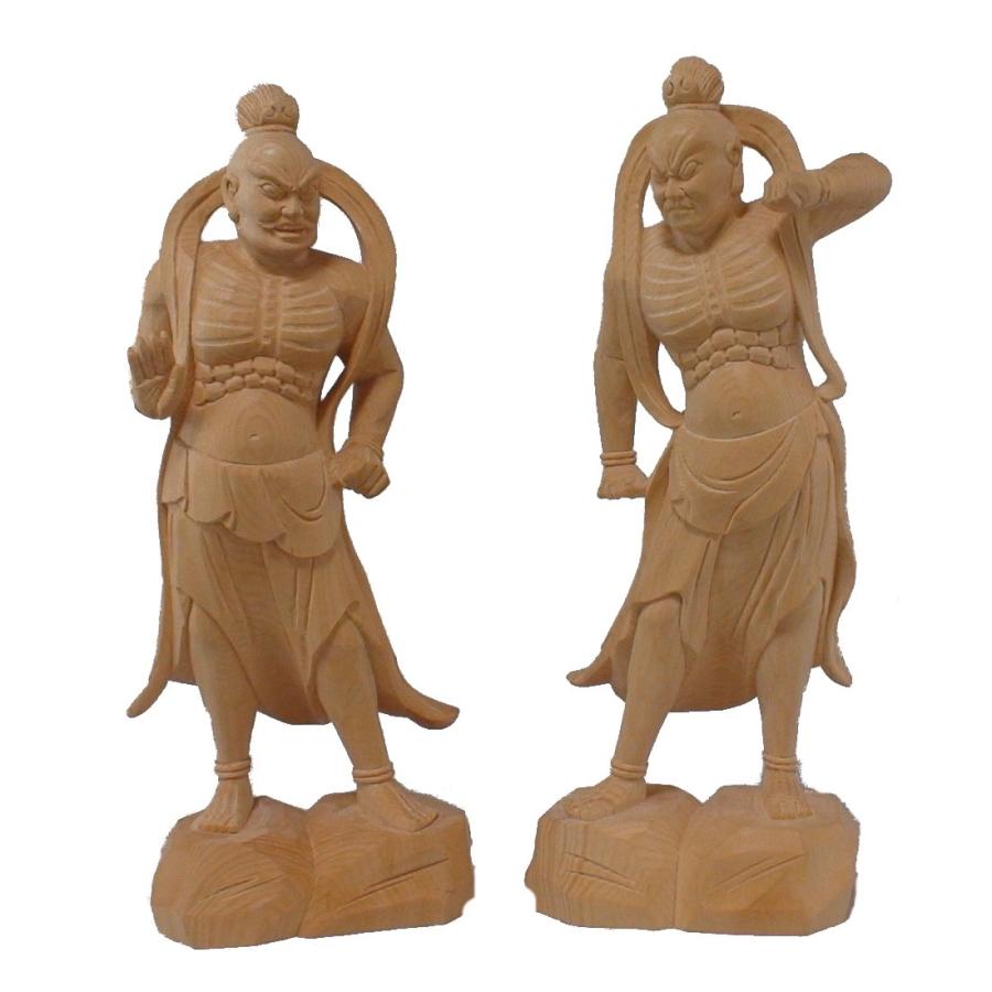 最低価格の 木彫仏像 少林寺型仁王像6.0寸一対桧木 ひのき 送料無料 仏像