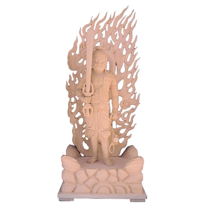 注目ショップ 仏像 木彫り 不動明王立像身丈2.6尺総高150cm桧木（受注生産） 仏像