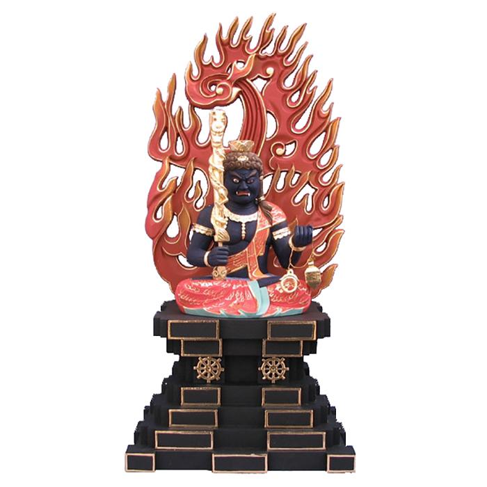 仏像 木彫り 不動明王座像火炎光背悉悉 倶利伽羅剣付 身丈6寸総高60cm桧木彩色 受注生産 630 トモエの木彫仏像 通販 Yahoo ショッピング