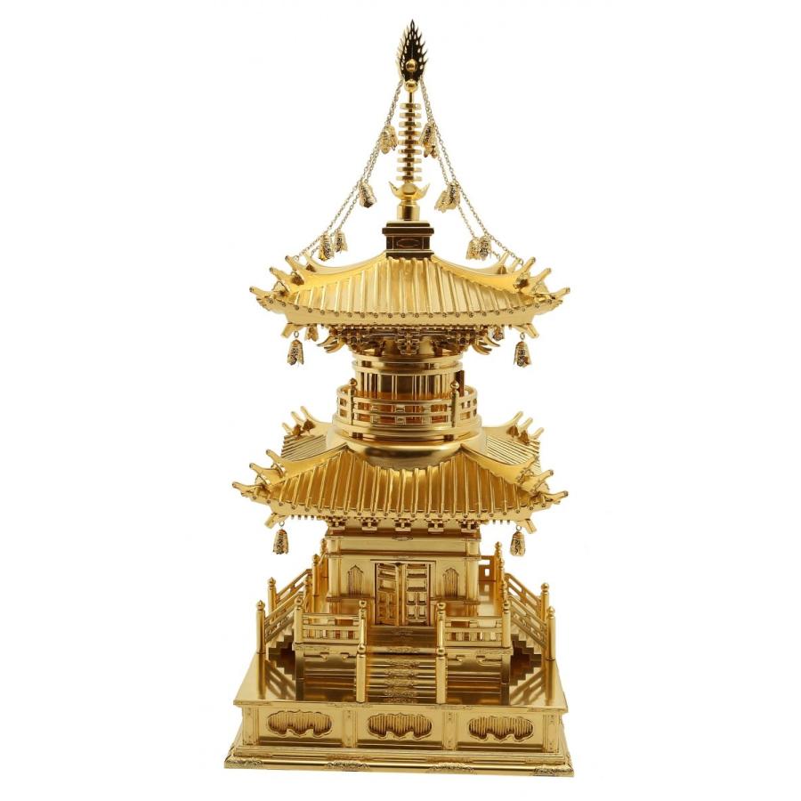 豪奢な トモエの木彫仏像寺院用 仏具 多宝塔総高90cm 屋根張1.2