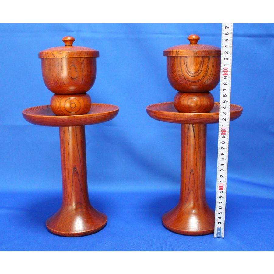 木製仏具/茶湯器欅木1.2尺（36ｃｍ）スリ漆一対 (受注生産）