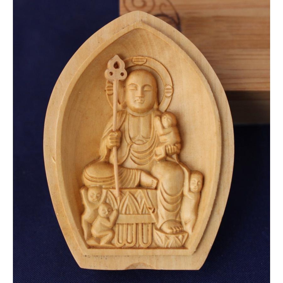 木彫仏像 懐中仏 水子地蔵守護本尊 柘植 ツゲ お守り仏 : トモエの木彫