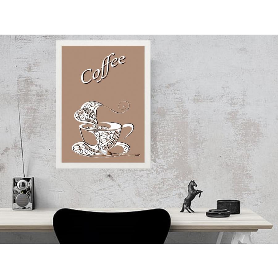 フレーム付 白 インテリアポスター ヴィンテージ 限定モデル コーヒー デザイン 4 297mm 珈琲 A3サイズ Coffe Mi6