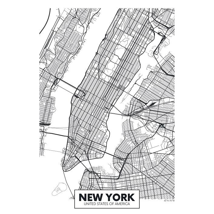 New York 地図ヴィンテージポスター　フレーム付き 地図記号B | AP080 | アートポスター ヴィンテージ