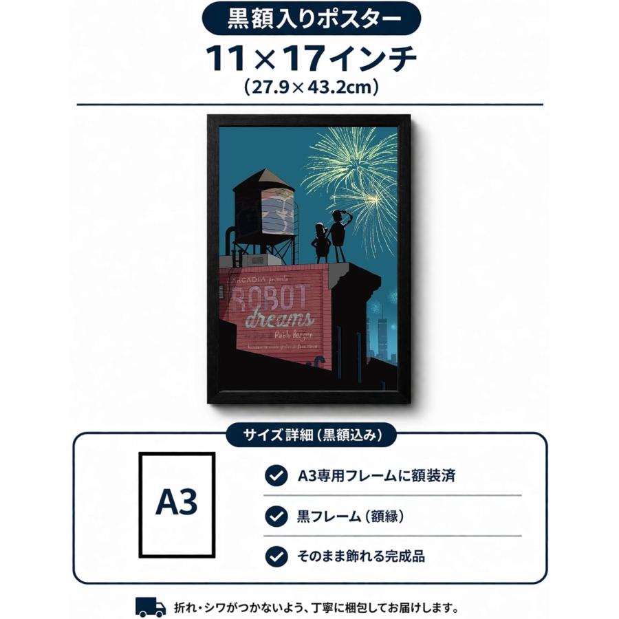 ロボットドリームズ 映画ポスター US版 黒フレーム付き A3サイズ mi2