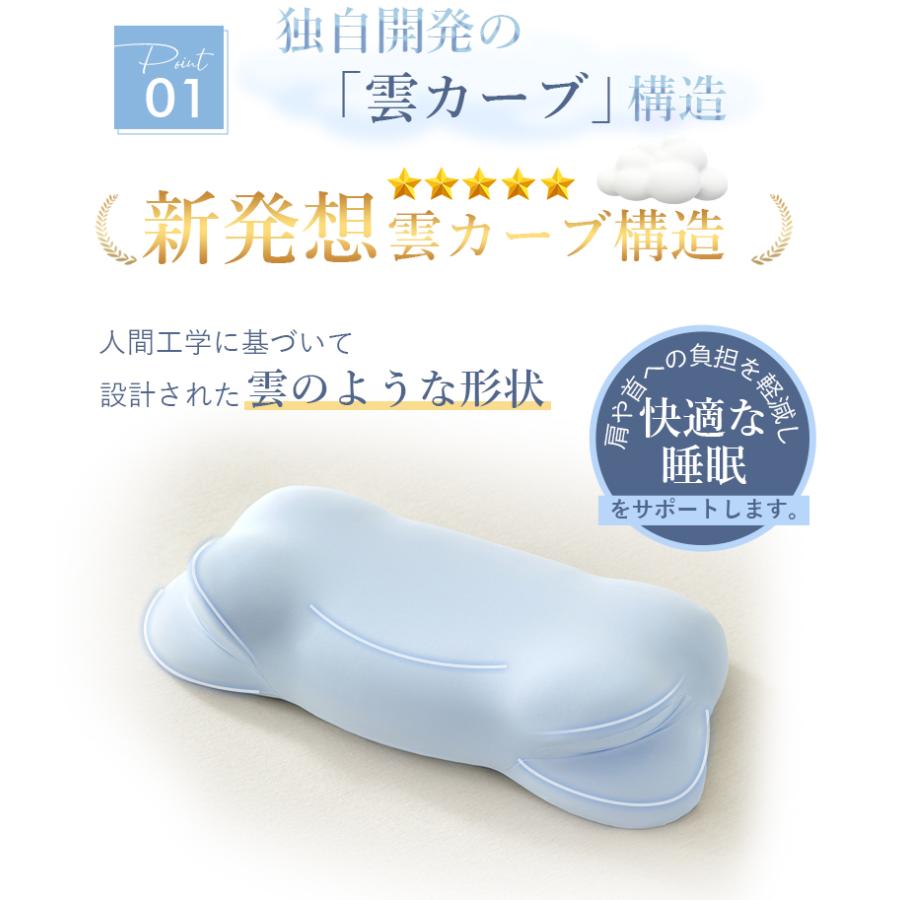 低反発枕 雲型 安眠枕 立体構造 シンプル 体圧分散 まくら 快適睡眠 快眠まくら クッション性 仰向け・横向きうつ伏せ対応   枕カバー 付 フィット 肩こり C101 |  | 04