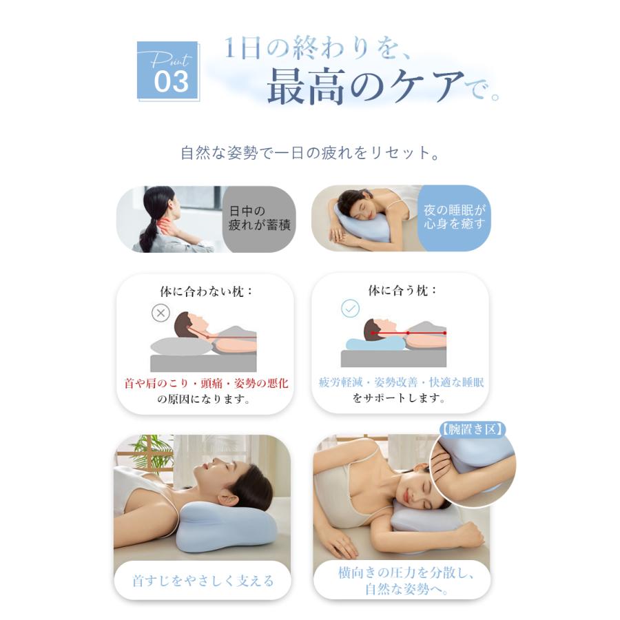 低反発枕 雲型 安眠枕 立体構造 シンプル 体圧分散 まくら 快適睡眠 快眠まくら クッション性 仰向け・横向きうつ伏せ対応   枕カバー 付 フィット 肩こり C101 |  | 06