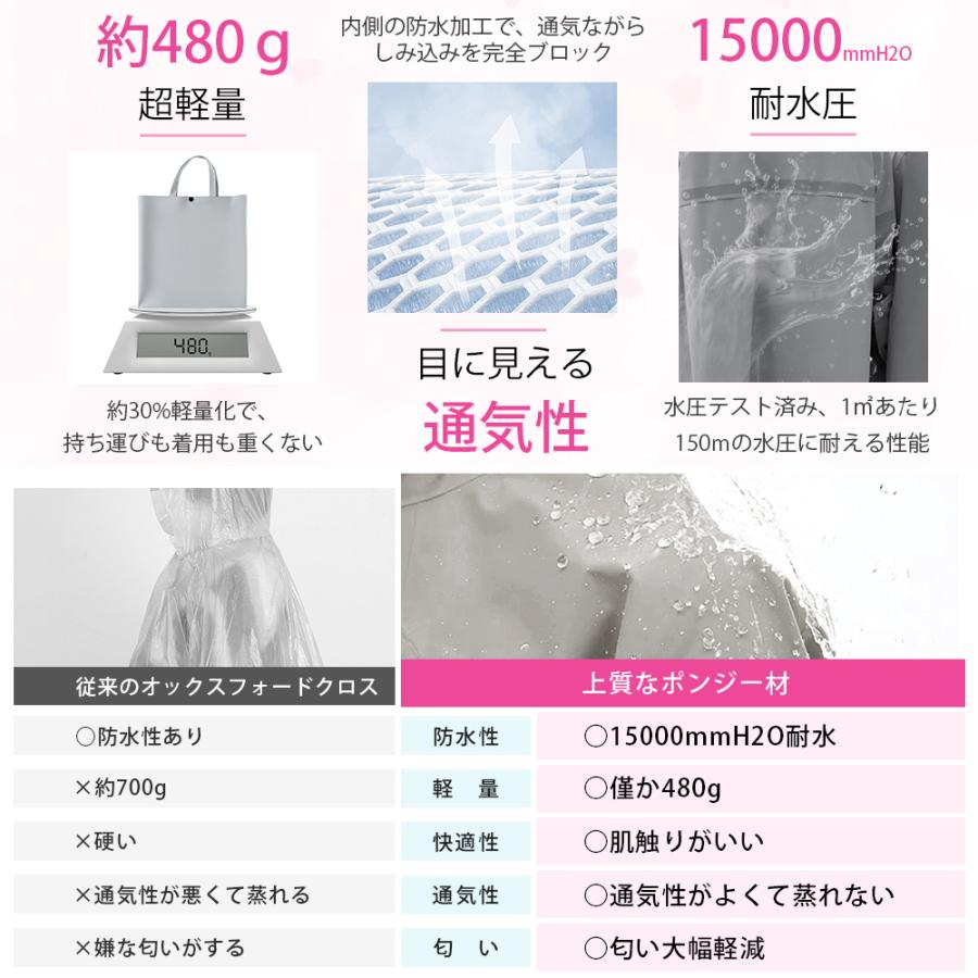 レインコート 雨具 雨 梅雨レインコート レディース メンズ カッパ 雨合羽 15000mmH2O耐水圧 リュック対応 防水ジッパー 自転車 レインウェア軽量撥水 男女兼用 |  | 05