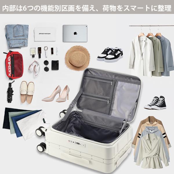 スーツケース フロントオープン 片開き 機内持ち込み USBポート付き