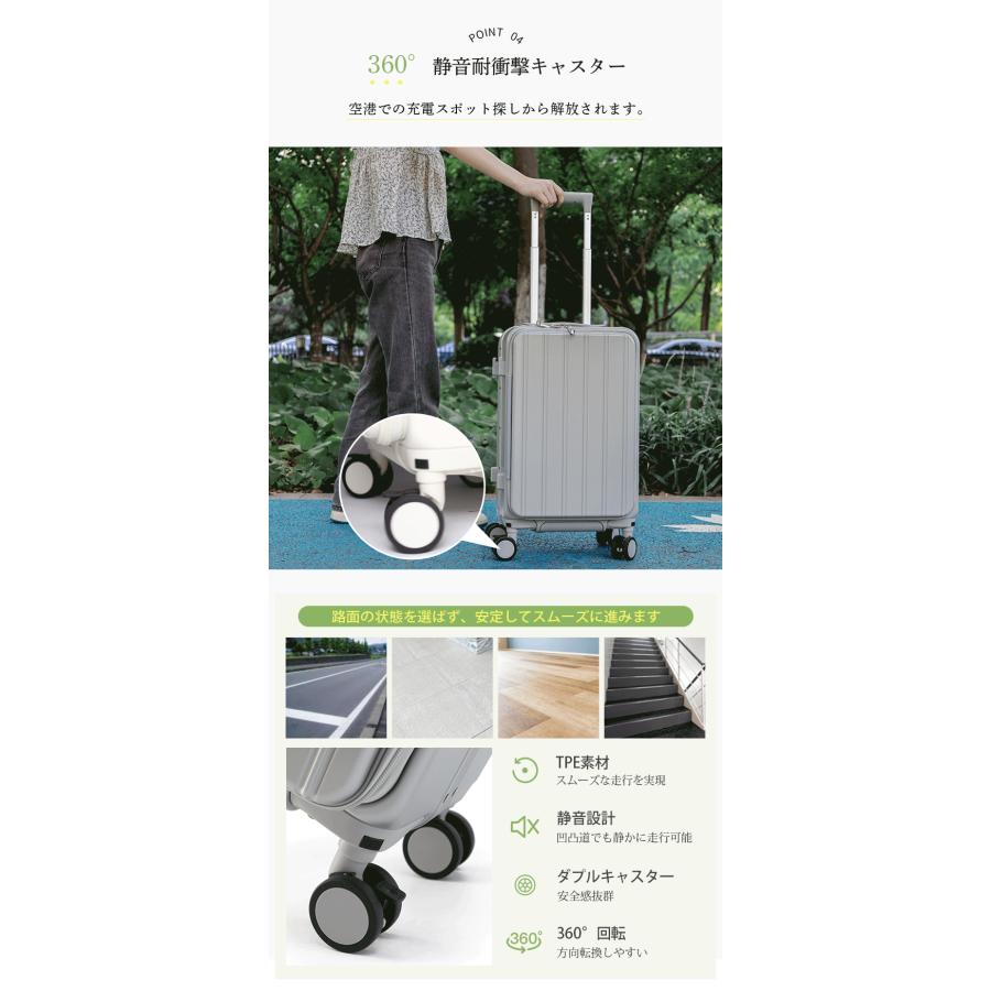 スーツケース フロントオープン 片開き 機内持ち込み USBポート付き