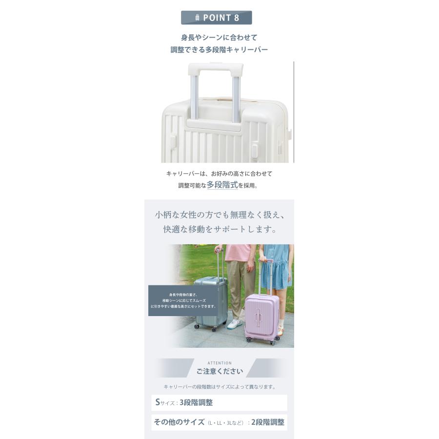 スーツケース メインアクセス フロントオープン キャリーケース 大容量  ストッパー TSA キャリーバッグ ファスナー ダブルキャスター  静音 軽量  旅行 SK2502 |  | 20