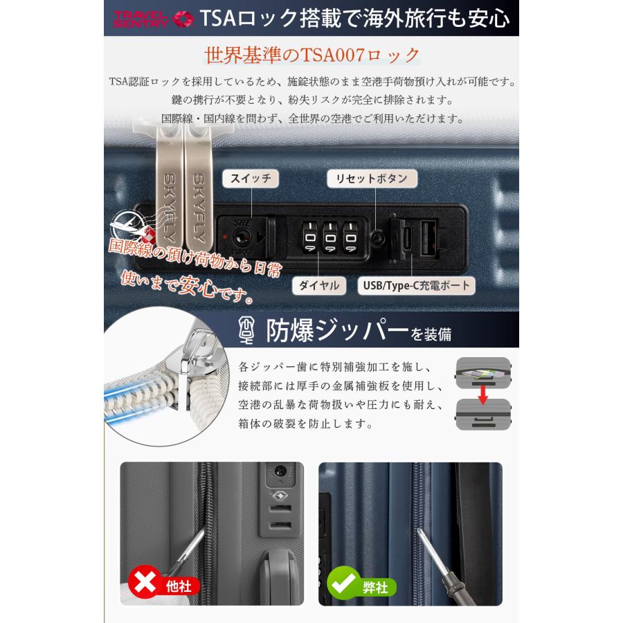 「新登場」スーツケース 片開き 多機能 キャリーケース 軽量 機内持ち込み S/M/Lサイズ キャスター 静音 360度回転 着脱可能 耐衝撃 USBポート カップホルダー付 |  | 10