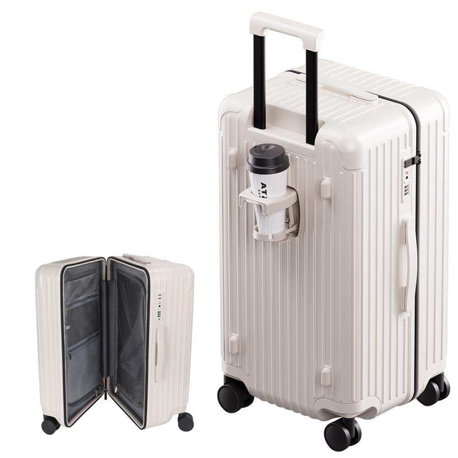 押してもへへたらない超軽量 スーツケース Lサイズ 大容量 キャリーケース キャリーバッグ 大型 ドリンクホルダーTSA  静音 旅行 ZH41 |  | 18