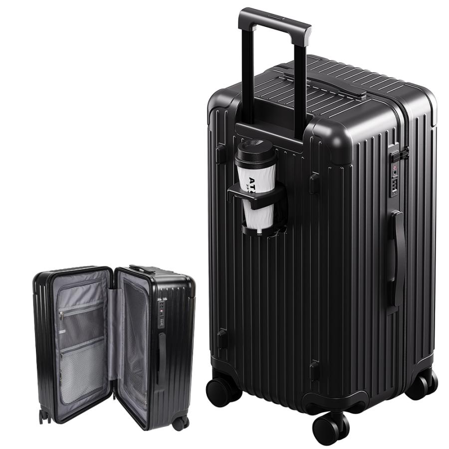 押してもへへたらない超軽量 スーツケース Lサイズ 大容量 キャリーケース キャリーバッグ 大型 ドリンクホルダーTSA  静音 旅行 ZH41 |  | 19