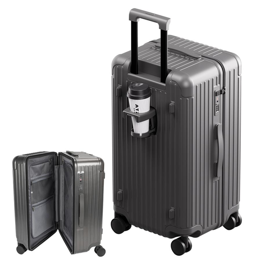 押してもへへたらない超軽量 スーツケース Lサイズ 大容量 キャリーケース キャリーバッグ 大型 ドリンクホルダーTSA  静音 旅行 ZH41 |  | 20