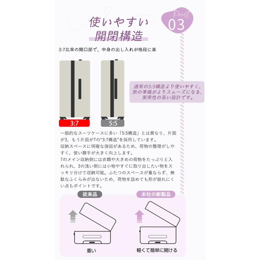 押してもへへたらない超軽量 スーツケース Lサイズ 大容量 キャリーケース キャリーバッグ 大型 ドリンクホルダーTSA  静音 旅行 ZH41 |  | 05