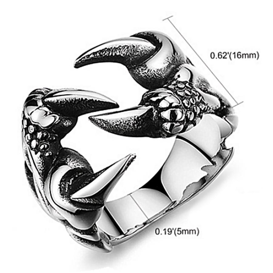 指輪 ドラゴンクロウ モチーフリング ドラゴンの爪 黒銀加工 : 雑貨