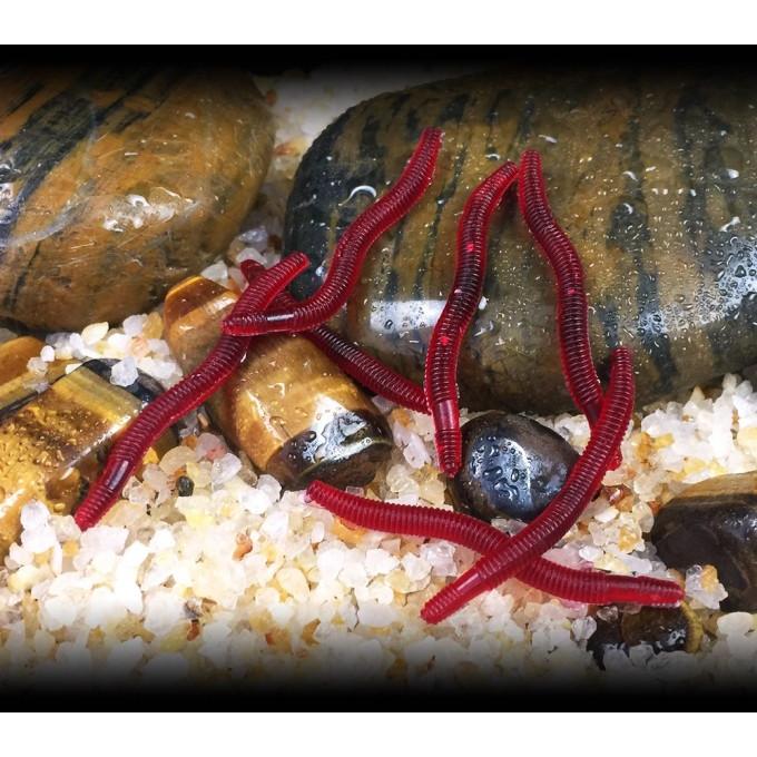 赤ミミズ ストレート ソフトワーム 25個 - 赤虫 釣り 暗色系ワーム