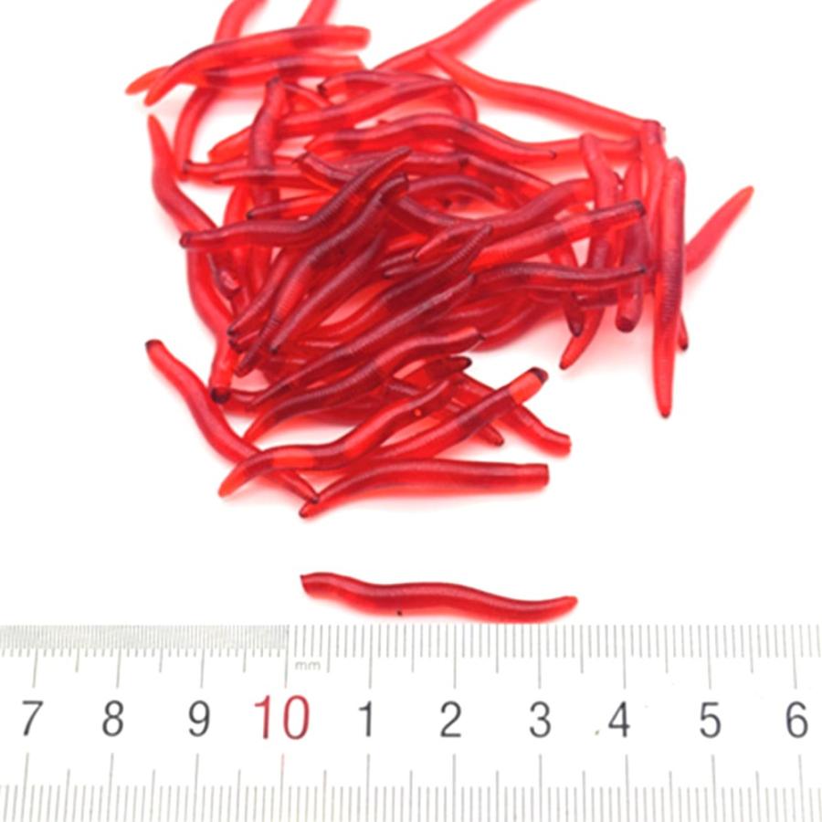 赤ミミズ ノーテイル ソフトワーム 50個 - 赤虫 釣り 切って使える
